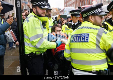 November 2023. Whitehall, London, Großbritannien. Verhaftungen von Just Stop Oil-Demonstranten. Stockfoto