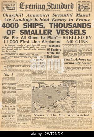 1944 Evening Standard-Titelseite für D Day Landings Stockfoto