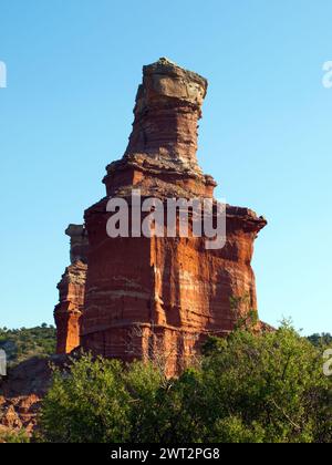 Der berühmte Lighthouse Rock im Palo Duro Canyon, Texas. Stockfoto