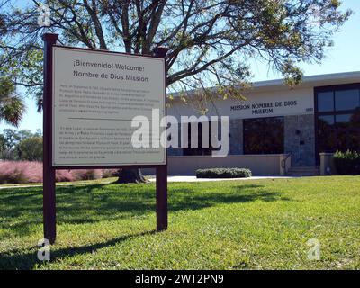 St. Augustine, Florida, USA - 5. Dezember 2016: Mision Nombre de Dios Museum in der ältesten Stadt der USA Stockfoto