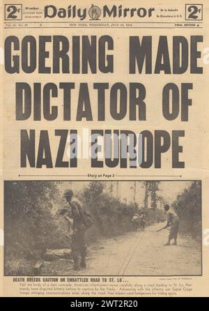 1944 Titelseite des Daily Mirror: Neue Powers, die Göring gegeben wurden Stockfoto