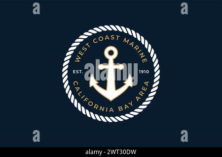 Sailor Logo-Vorlage mit Seil und Anker Stock Vektor