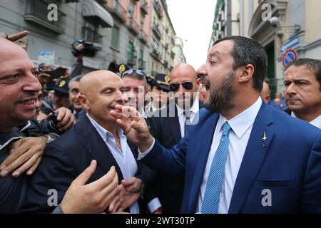 Der italienische Innenminister Matteo Salvini besucht die Stadt Neapel Stockfoto