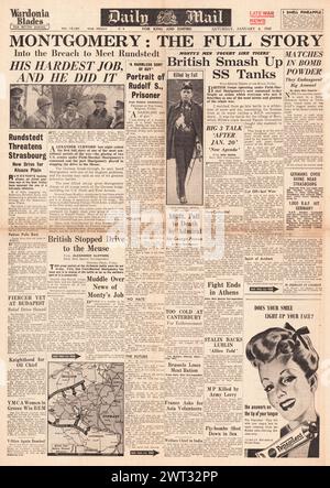 1945 Daily Mail-Titelseite berichtet über Battle of the Bulge Stockfoto