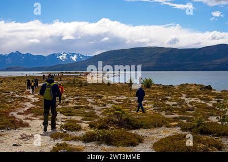 Australis-Kreuzfahrtschiff-Expedition landete in der Ainsworth Bay in der Region Feuerland in Chile. Stockfoto