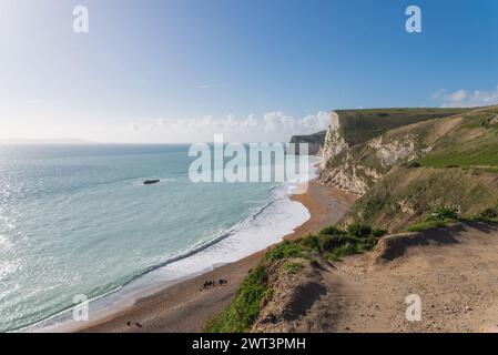 Durdle Door und Lulworth Cove Fußweg in Dorset, Südengland, Großbritannien Stockfoto