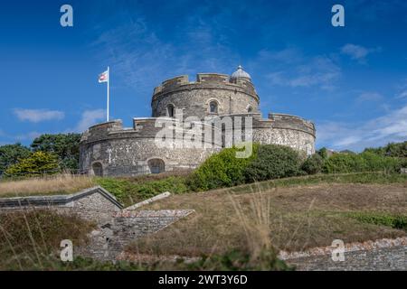 St Mawes Castle in Falmouth, Cornwall, wurde im 14. Jahrhundert von König Heinrich VIII. Beauftragt, die Südküste Englands zu verteidigen. Stockfoto