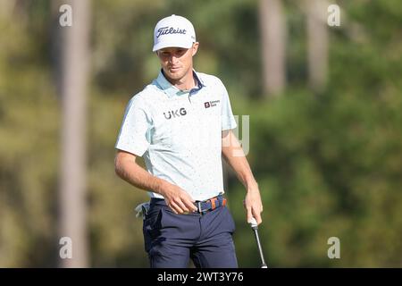 Ponte Vedra, FL, USA. März 2024. Will Zalatoris auf dem 11. Grün während der zweiten Runde der PLAYERS Championship bei TPC Sawgrass in Ponte Vedra, FL. Gray Siegel/CSM/Alamy Live News Stockfoto
