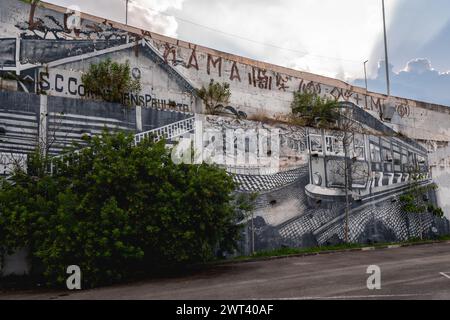 Wunderschöne Wandkunst am Corinthians Stadium. São Paulo, Brasilien. März 2024. Stockfoto