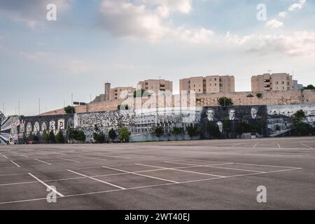 Wunderschöne Wandkunst am Corinthians Stadium. São Paulo, Brasilien. März 2024. Stockfoto