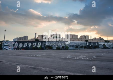 Wunderschöne Wandkunst am Corinthians Stadium. São Paulo, Brasilien. März 2024. Stockfoto