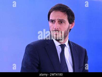 Lemberg, Ukraine - 3. März 2023. Wopke Bastiaan Hoekstra auf der Konferenz „United for Justice“ in Lemberg. Stockfoto