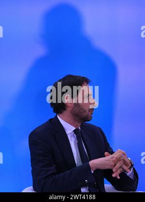 Lemberg, Ukraine - 3. März 2023. Wopke Bastiaan Hoekstra auf der Konferenz „United for Justice“ in Lemberg. Stockfoto