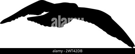 Silhouette auf weißem Hintergrund einer Möwe. Stock Vektor