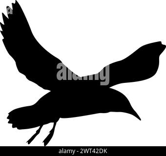 Silhouette auf weißem Hintergrund einer Möwe. Stock Vektor