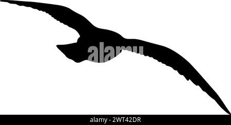 Silhouette auf weißem Hintergrund einer Möwe. Stock Vektor