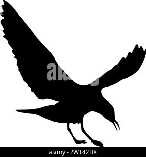 Silhouette auf weißem Hintergrund einer Möwe. Stock Vektor