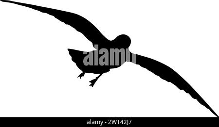 Silhouette auf weißem Hintergrund einer Möwe. Stock Vektor
