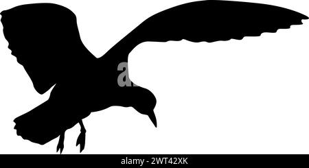 Silhouette auf weißem Hintergrund einer Möwe. Stock Vektor
