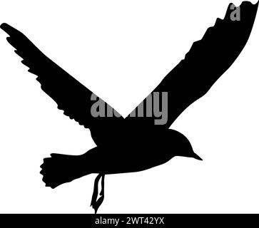 Silhouette auf weißem Hintergrund einer Möwe. Stock Vektor