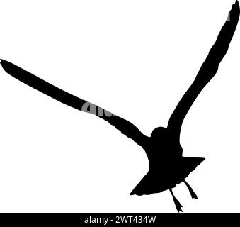 Silhouette auf weißem Hintergrund einer Möwe. Stock Vektor