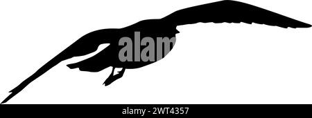 Silhouette auf weißem Hintergrund einer Möwe. Stock Vektor