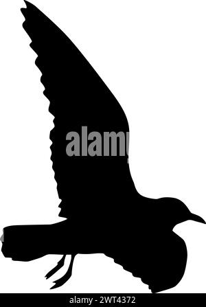 Silhouette auf weißem Hintergrund einer Möwe. Stock Vektor