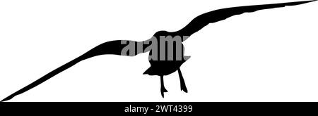 Silhouette auf weißem Hintergrund einer Möwe. Stock Vektor