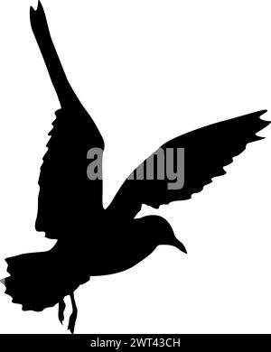 Silhouette auf weißem Hintergrund einer Möwe. Stock Vektor