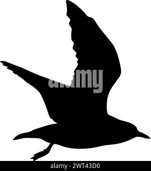 Silhouette auf weißem Hintergrund einer Möwe. Stock Vektor