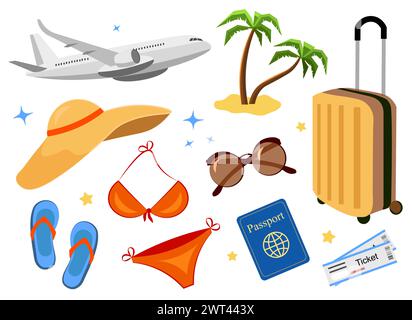 Sammlung von Artikeln zum Thema Urlaub Stock Vektor
