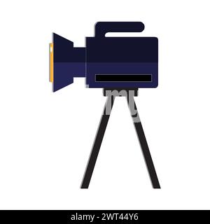 Symbol für Kamerastativ und Filmkamera auf einem Stativ. Erstellen eines Films einzelnes Symbol im monochromen Stil Vektor Symbol Stock Illustration Web. Stock Vektor