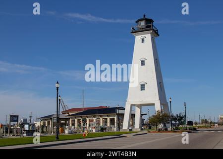 Der historische Ship Island Lighthouse in Gulfport, Mississippi. Stockfoto