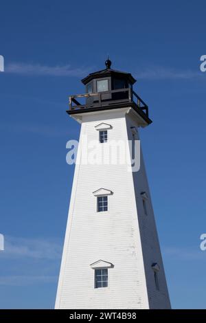 Der historische Ship Island Lighthouse in Gulfport, Mississippi. Stockfoto