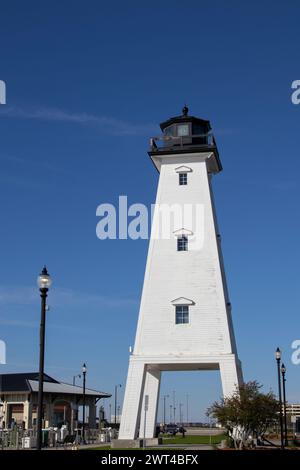 Der historische Ship Island Lighthouse in Gulfport, Mississippi. Stockfoto