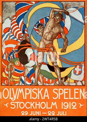 Poster DER OLYMPISCHEN SOMMERSPIELE 1912 für die Veranstaltung in Stockholm. Stockfoto