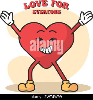 Herz grooviger Cartoon niedlicher Kawaii Vektor Stock Vektor