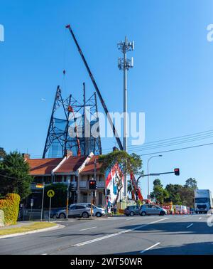 Der Waverley Communication Tower in Australien wird abgerissen. Sie wurde 1945 gebaut und spielte eine entscheidende Rolle bei der Mondlandung Apollo 11 der NASA im Jahr 1969. Stockfoto