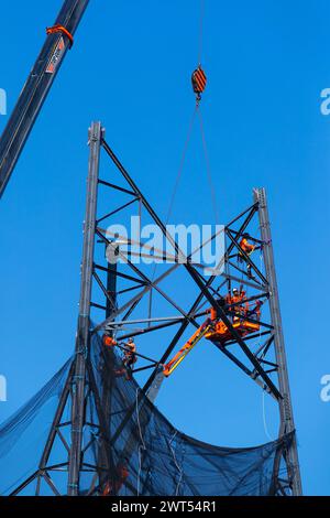 Der Waverley Communication Tower in Australien wird abgerissen. Sie wurde 1945 gebaut und spielte eine entscheidende Rolle bei der Mondlandung Apollo 11 der NASA im Jahr 1969. Stockfoto