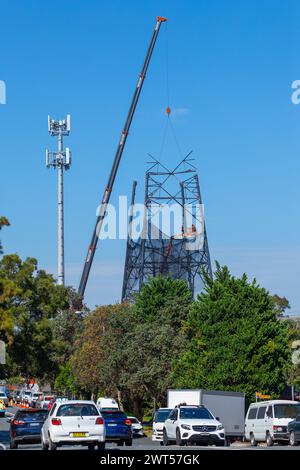 Der Waverley Communication Tower in Australien wird abgerissen. Sie wurde 1945 gebaut und spielte eine entscheidende Rolle bei der Mondlandung Apollo 11 der NASA im Jahr 1969. Stockfoto