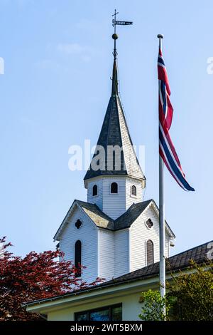 Skåre Kirche, HAUGESUND, Nordsee im Kreis Rogaland, Åkrafjord, Norwegen Stockfoto