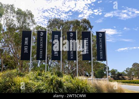 Jacob's Creek Weingut, Weinberg und Kellercafé in Rowland Flat, Barossa Valley, South Australia, März 2024 Stockfoto