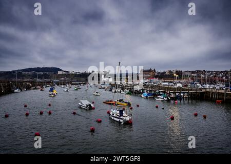 Scarborough Hafen im winter Stockfoto