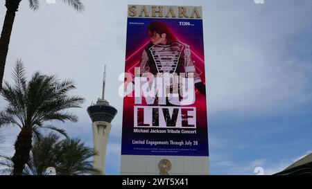 Las Vegas, Nevada, USA 7. März 2024 Sahara Hotel & Casino am Las Vegas Blvd. Am 7. März 2024 in Las Vegas, Nevada, USA. Foto: Barry King/Alamy Stock Photo Stockfoto