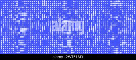 Gepunkteter Hintergrund im Halbton. Abstraktes digitales Muster. Weiße Punkte auf blauem Hintergrund. Stock Vektor