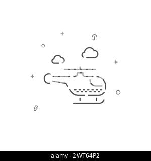 Helikopter Taxi einfaches Vektorliniensymbol. Symbol, Piktogramm, Schild isoliert auf weißem Hintergrund. Bearbeitbare Kontur. Linienstärke anpassen. Stock Vektor