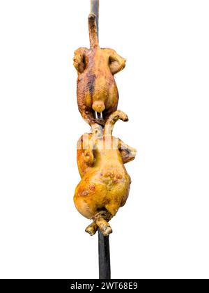 Balochi Chicken Sajji auf weißem isoliertem Hintergrund Stockfoto