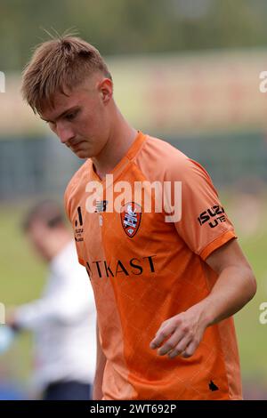 Brisbane, Australien, 16. März 2024: Brisbane Spieler wärmen sich vor der Isuzu Ute auf, Ein Ligaspiels zwischen Brisbane Roar und Macarthur FC im Ballymore Stadium (Promediapix/SPP). /Alamy Live News Stockfoto