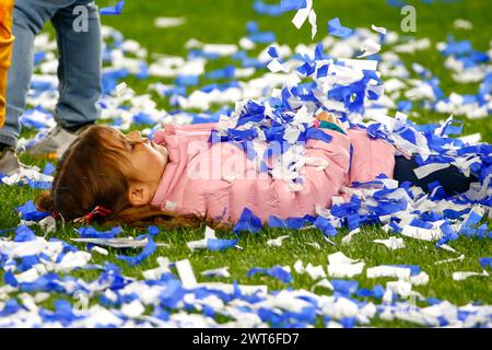 Harrison, Usa. März 2024. Alex Morgan Tochter Charlie nach dem NWSL Challenge Cup Spiel 2024 gegen NJ/NY Gotham FC in der Red Bull Arena am 15. März 2024 in Harrison, New Jersey. Quelle: Brazil Photo Press/Alamy Live News Stockfoto