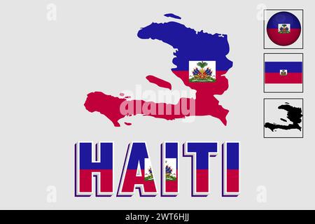 Haiti Karte und Flagge in Vektorillustration Stock Vektor